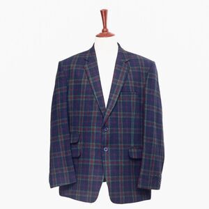Mens Blazer Tartan Plaid Wool Blue Green Red Party Jacket Wedding Sport Coat 48R